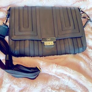 Anya Hindmarch London boutique black leather cross body messenger bag